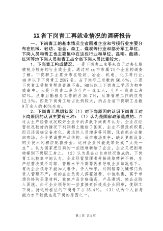 XX省下岗青工再就业情况的调研报告 (2)
