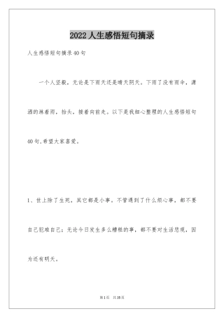 2024人生感悟短句摘录