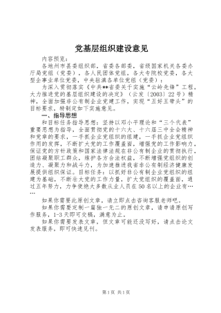 党基层组织建设意见