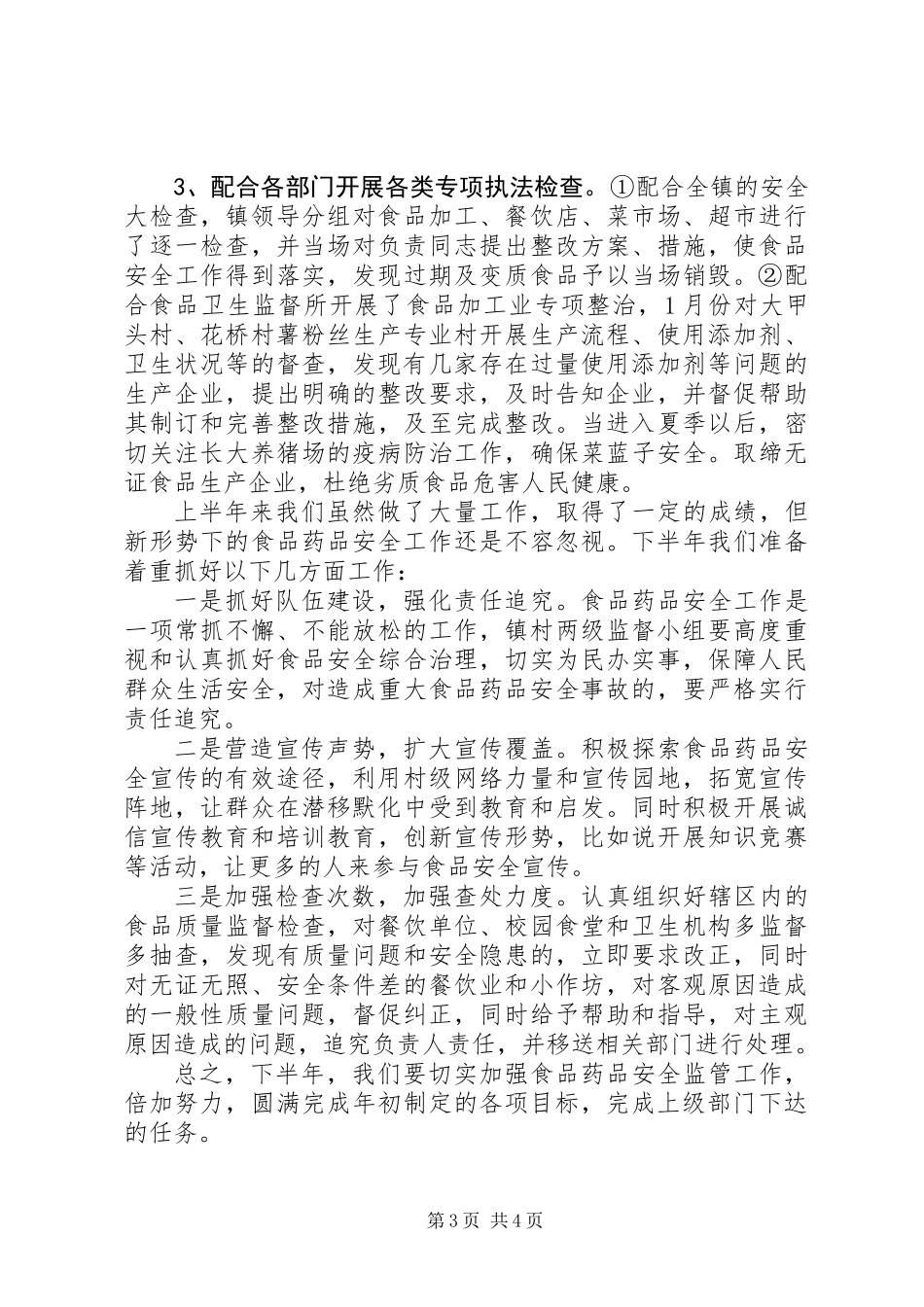XX乡201X食品药品安全半年工作总结_第3页