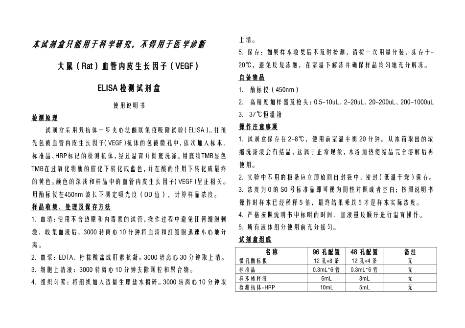 大鼠(Rat)血管内皮生长因子(VEGF)-NEWA_第1页
