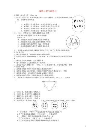 人教版高中生物必修2第2章第1节 减数分裂和受精作用习题