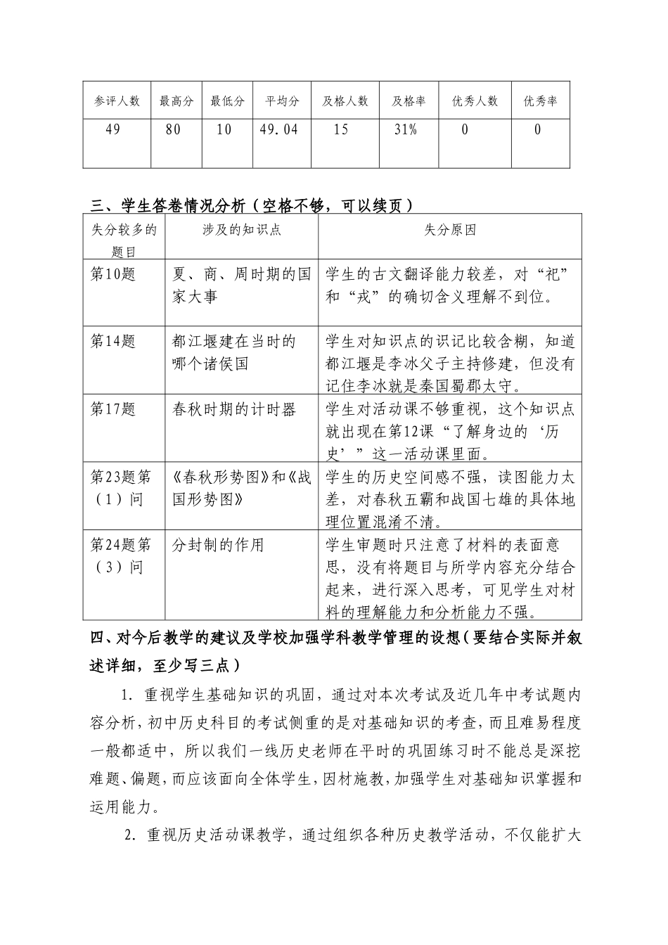 七年级历史学科质量检测分析表_第2页