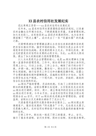 XX县农村信用社发展纪实