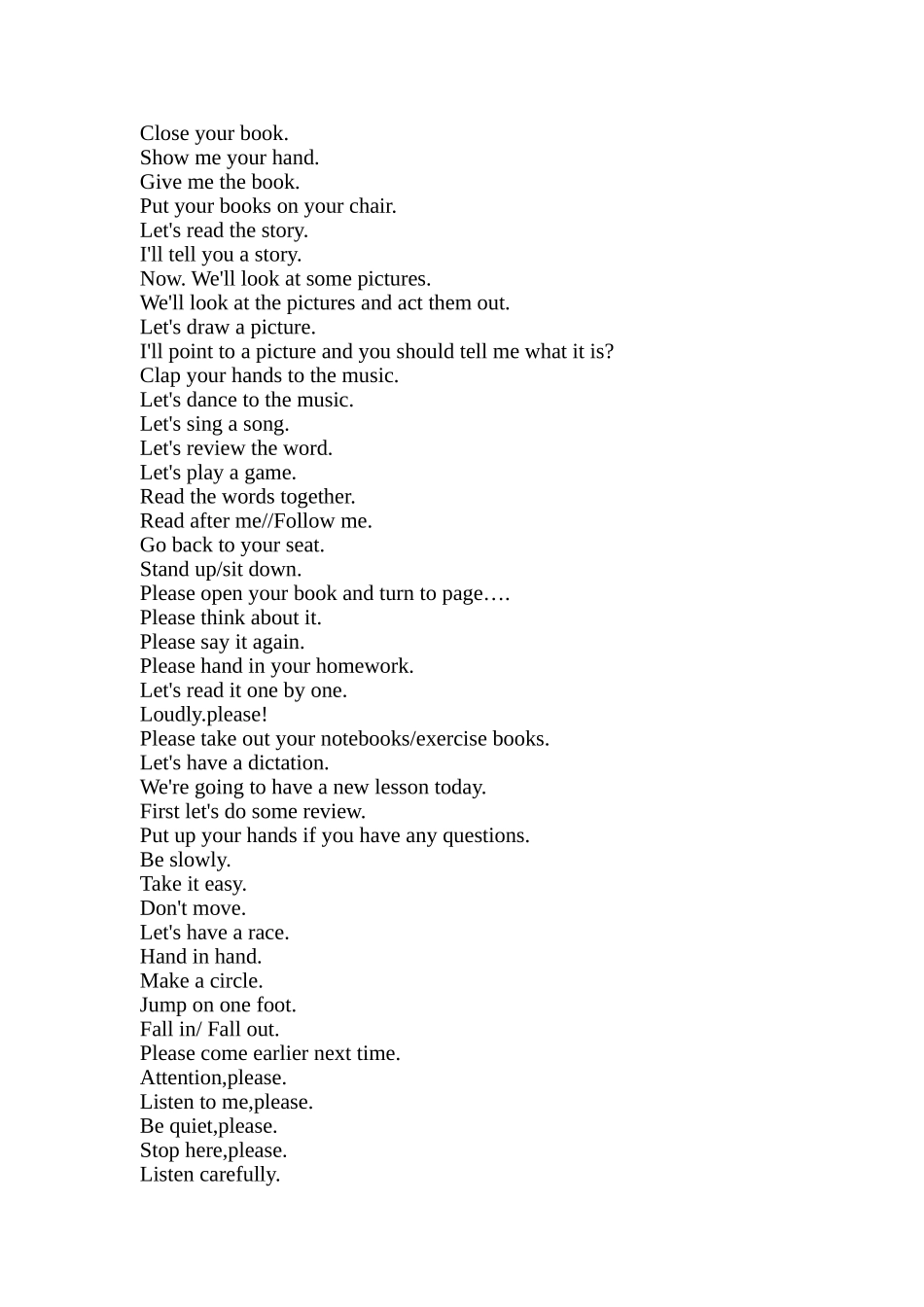 小学英语课堂口令_第3页