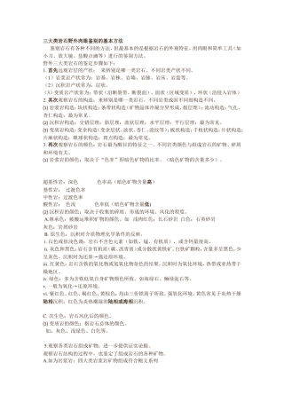 三大类岩石野外肉眼鉴别的基本方法
