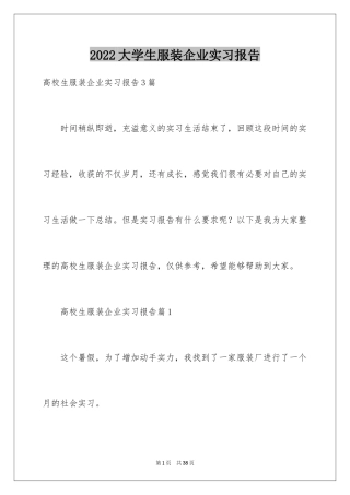 2024大学生服装企业实习报告