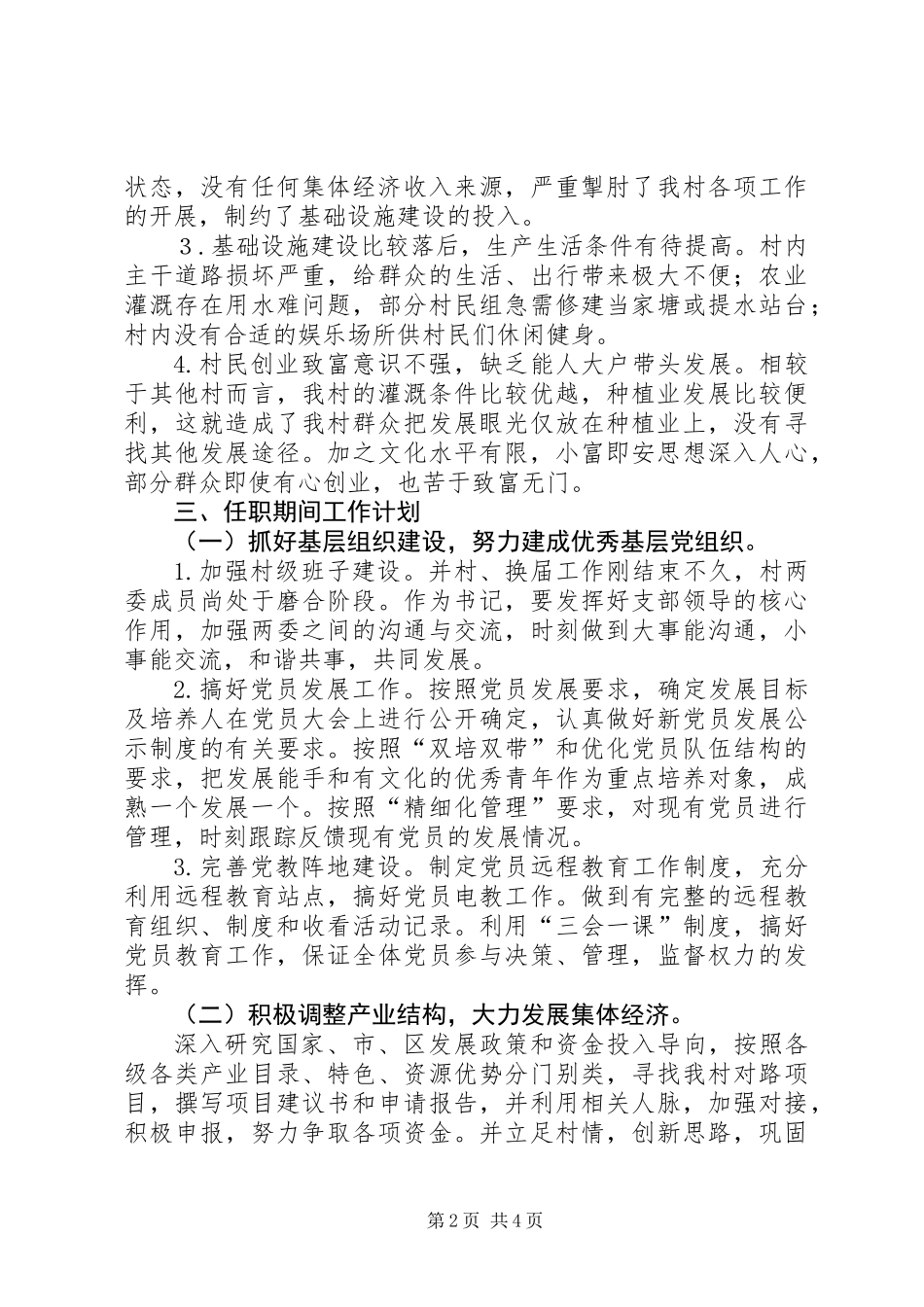 党总支书记任职计划_第2页