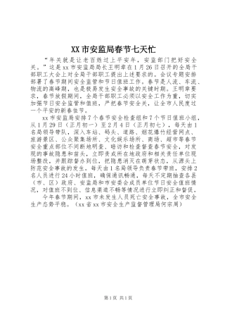 XX市安监局春节七天忙