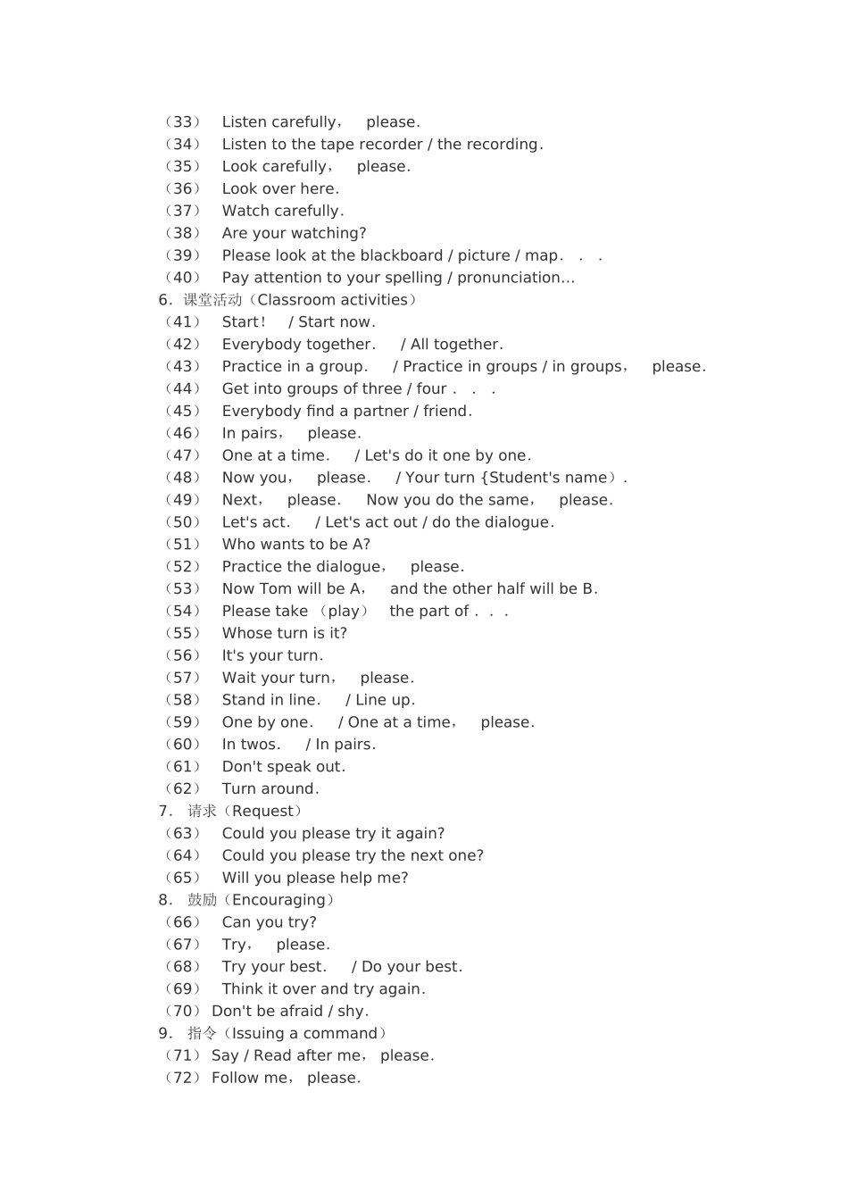 小学英语课堂教学常用语_第2页