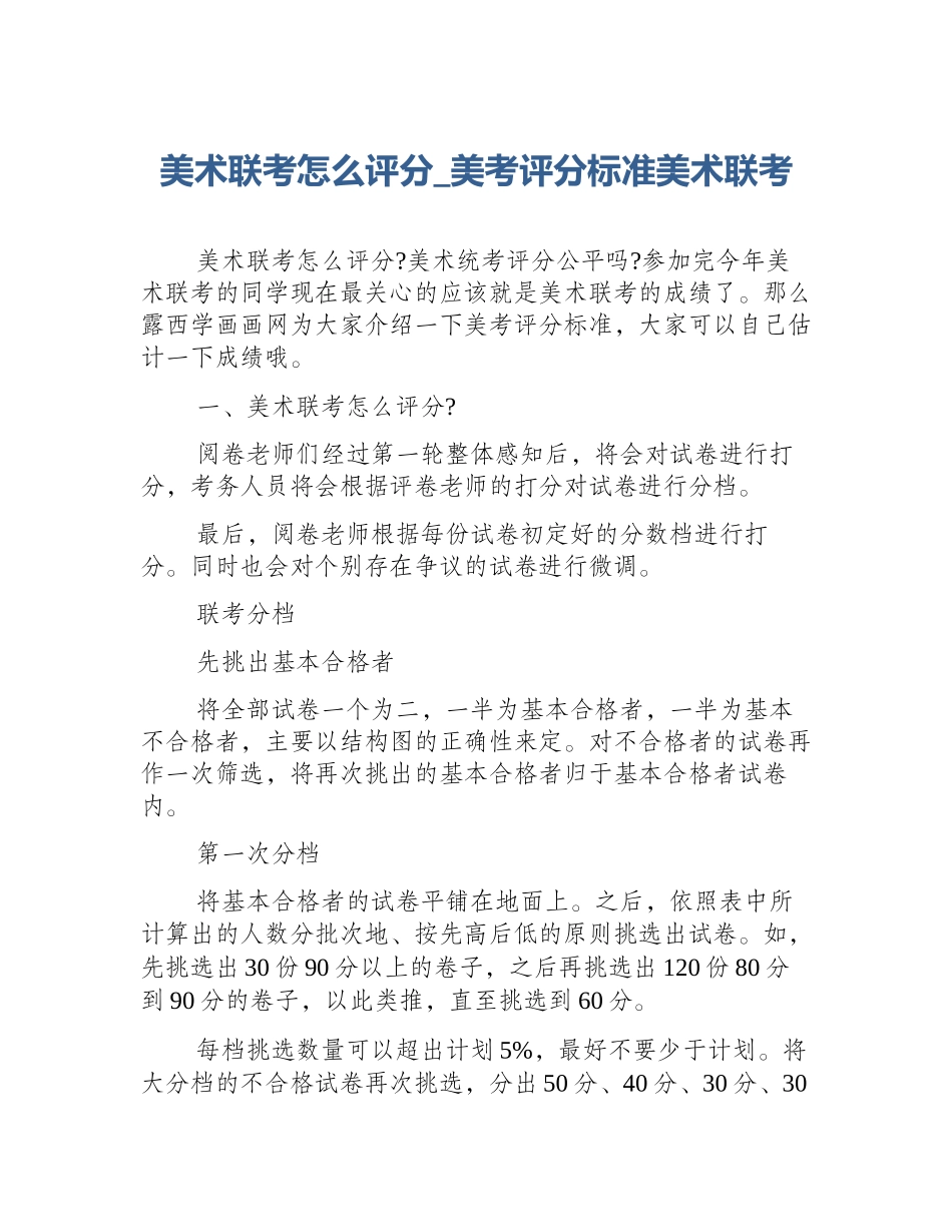 美术联考怎么评分_美考评分标准美术联考_第1页