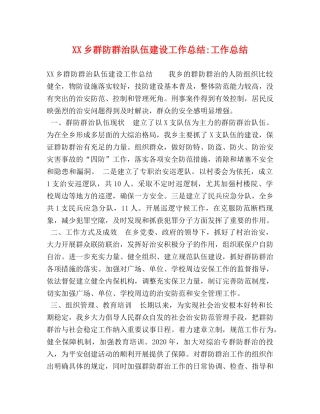 XX乡群防群治队伍建设工作总结-工作总结 