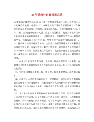 xx年镇统计自查情况总结 