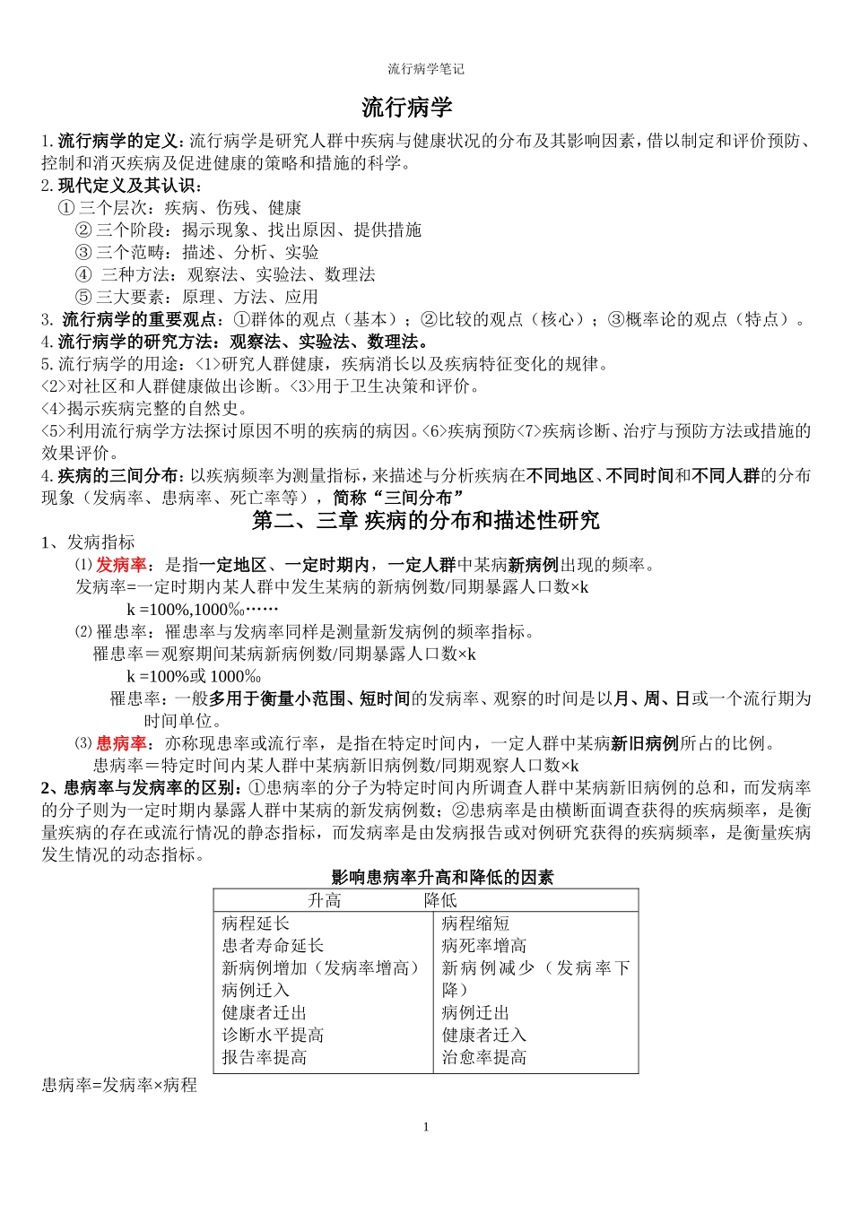 人卫第七版-流行病学期末复习重点(超全)_第1页