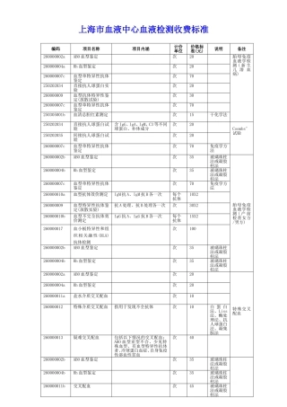 上海血液中心血液检测收费标准