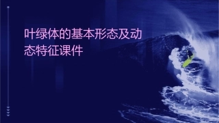 叶绿体的基本形态及动态特征课件