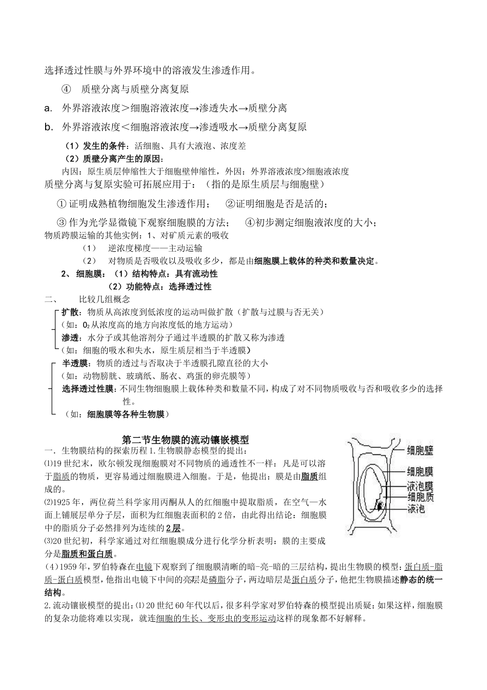 必修1-细胞的物质输入和输出知识点详解(1)_第2页