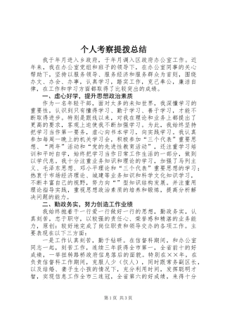 个人考察提拨总结