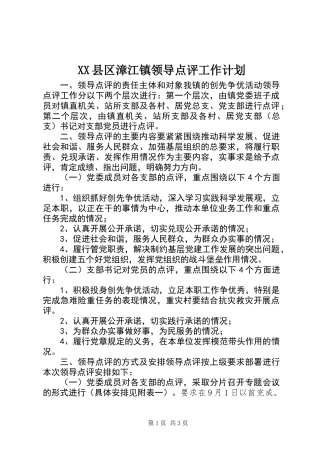 XX县区漳江镇领导点评工作计划