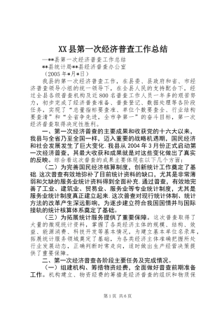XX县第一次经济普查工作总结