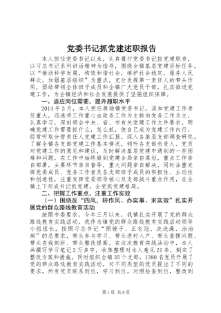 党委书记抓党建述职报告