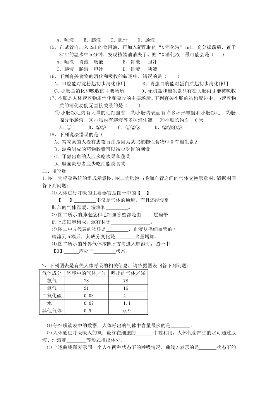 人体的呼吸和营养_第2页
