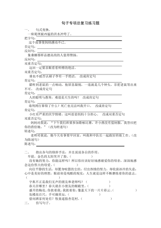 句子专项总复习练习题附答案 