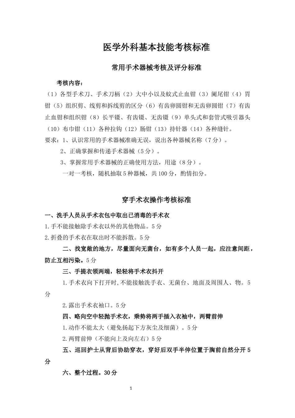 外科考核标准_第1页