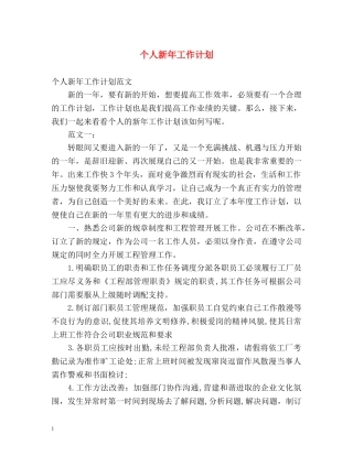 个人新年工作计划 