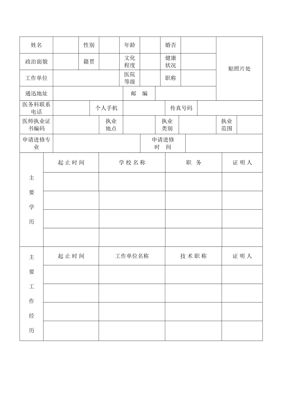 四川省人民医院进修申请表_第2页
