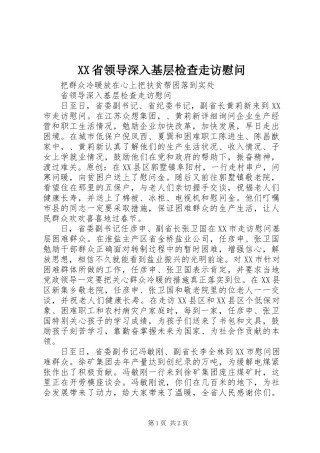 XX省领导深入基层检查走访慰问
