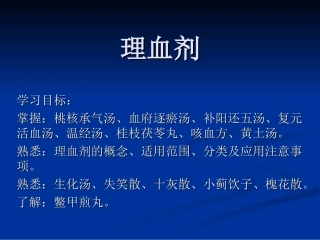 理血中成药及方剂