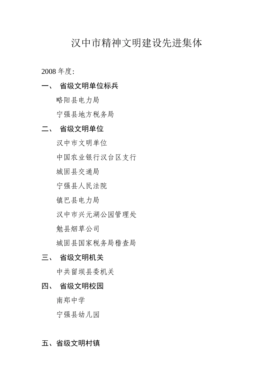 汉中市精神文明建设先进集体_第1页