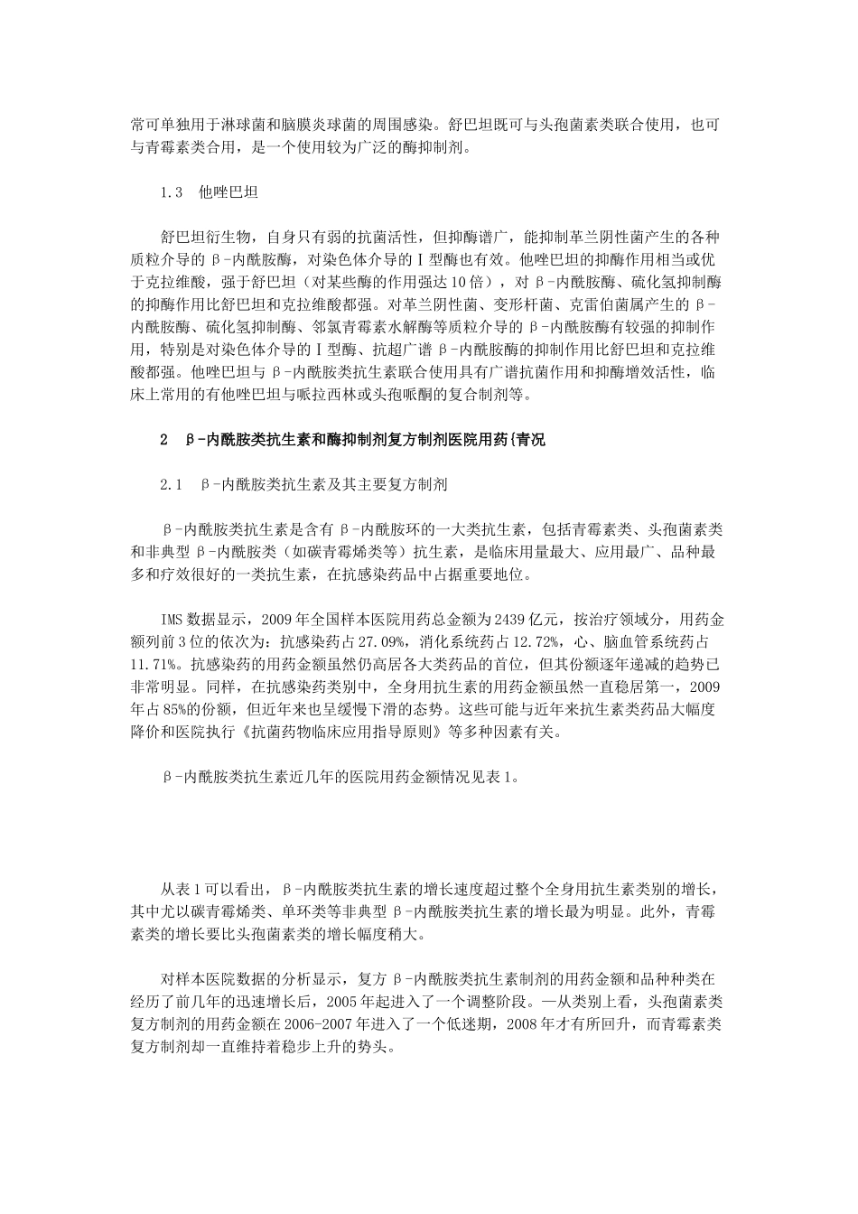 β-内酰胺类抗生素与酶抑制剂复方制剂医院用药分析_第2页