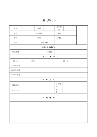 个人简历模板50篇
