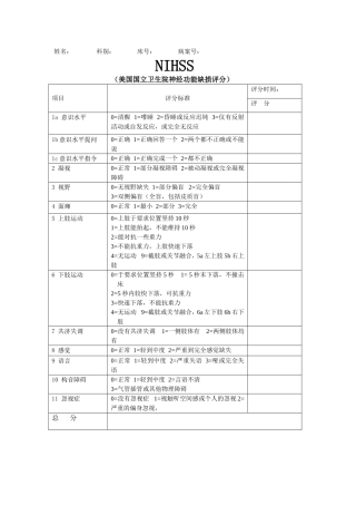 神经功能缺损评分