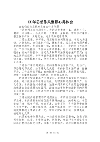 XX年思想作风整顿心得体会 