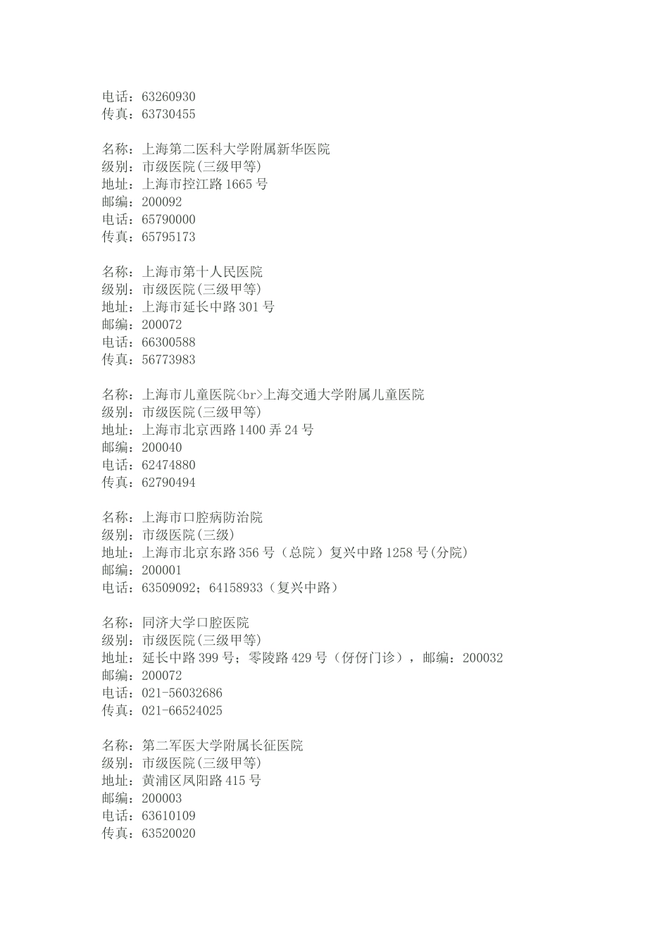 各大医院联系方式_第2页