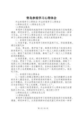 青岛参观学习心得体会 