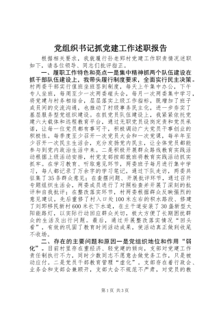 党组织书记抓党建工作述职报告