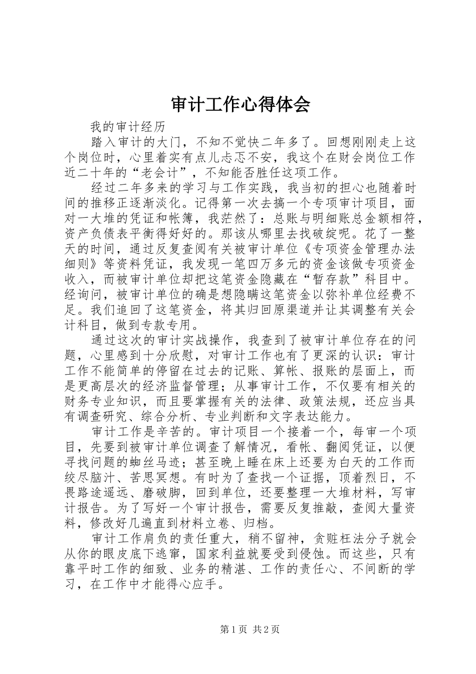 审计工作心得体会 _第1页