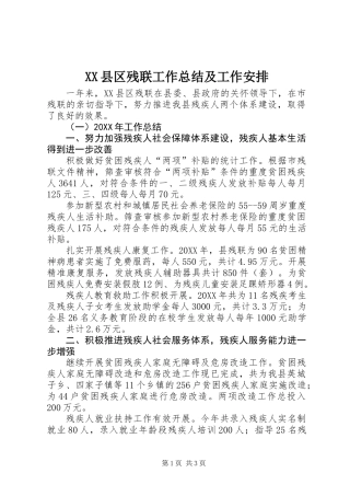 XX县区残联工作总结及工作安排