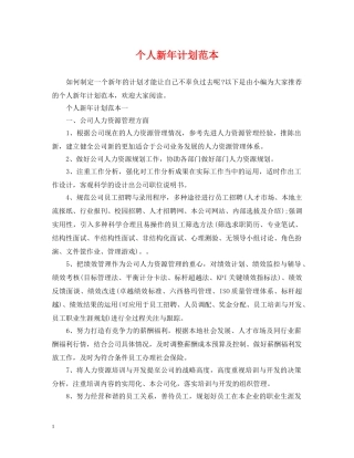 个人新年计划范本 
