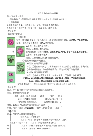 必修一-第六章-细胞的生命历程-知识点
