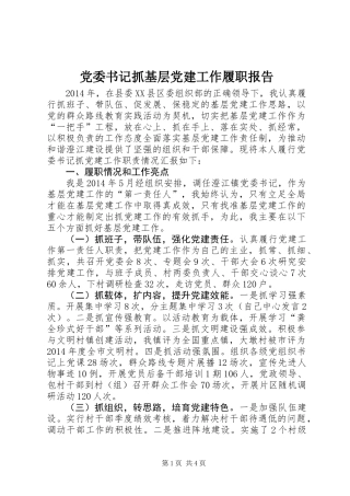 党委书记抓基层党建工作履职报告