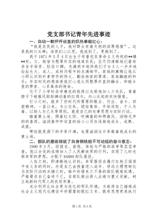 党支部书记青年先进事迹