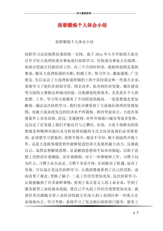 挂职锻炼个人体会小结