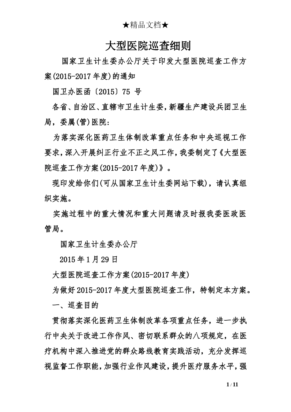 大型医院巡查细则_第1页