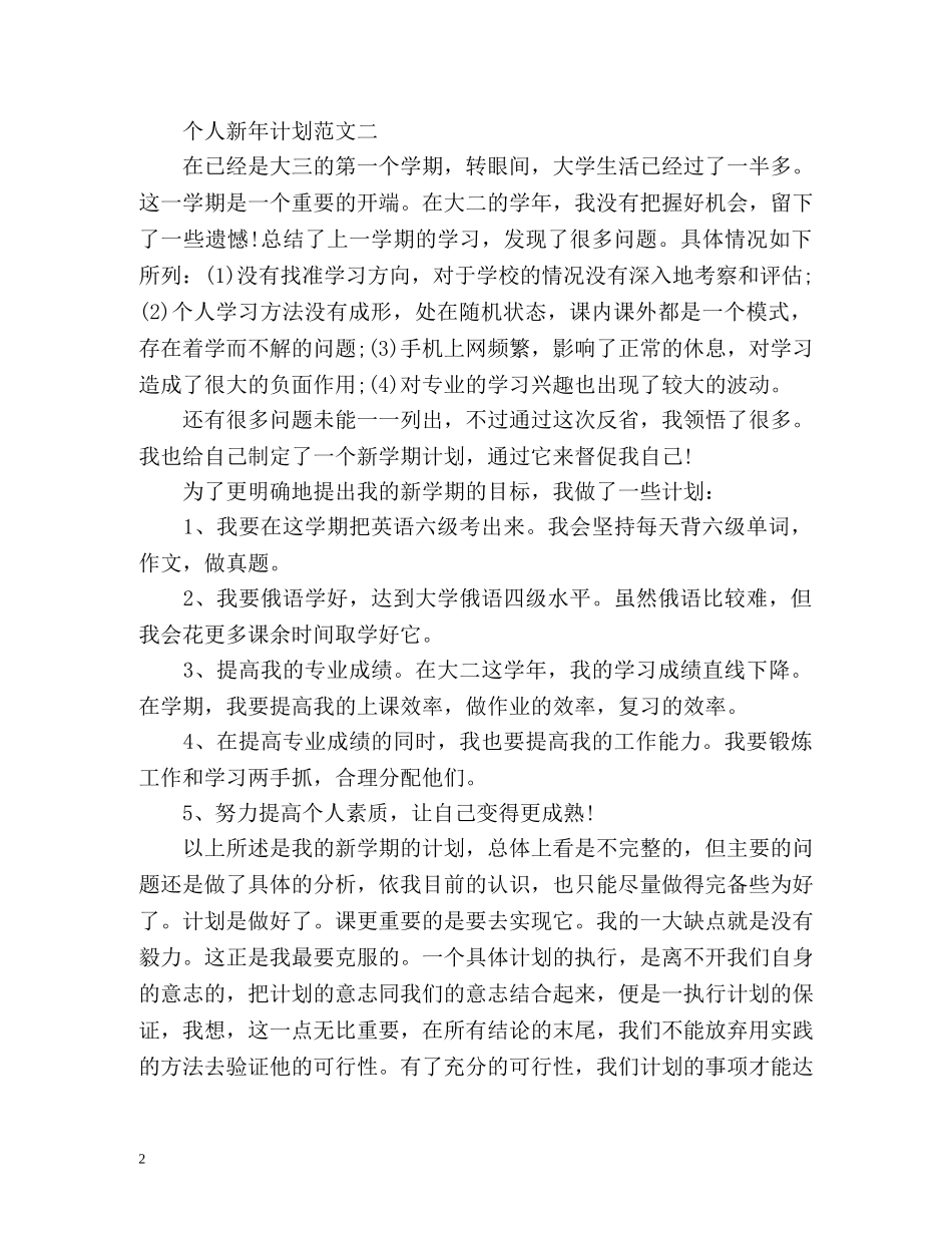 个人新年计划2 _第2页