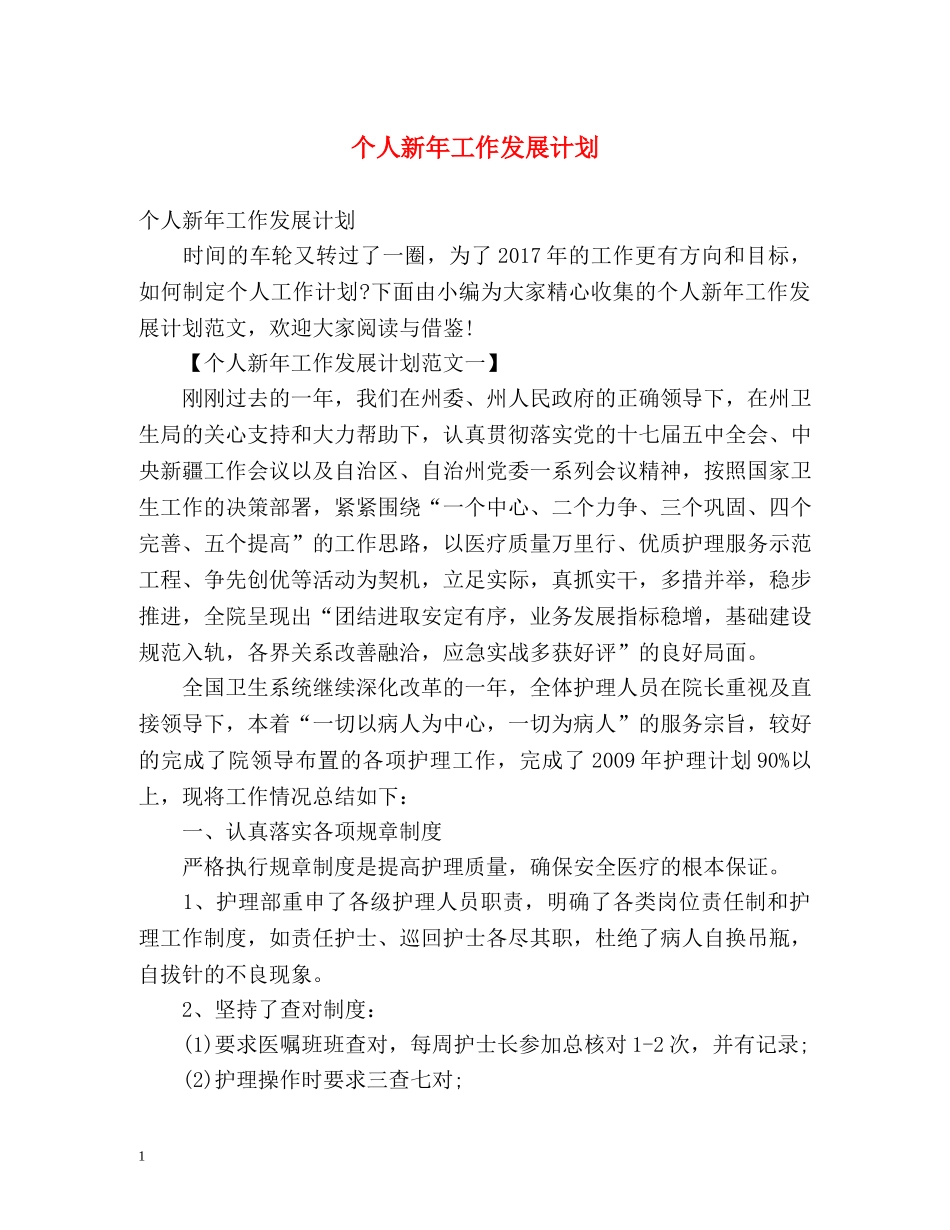 个人新年工作发展计划 _第1页